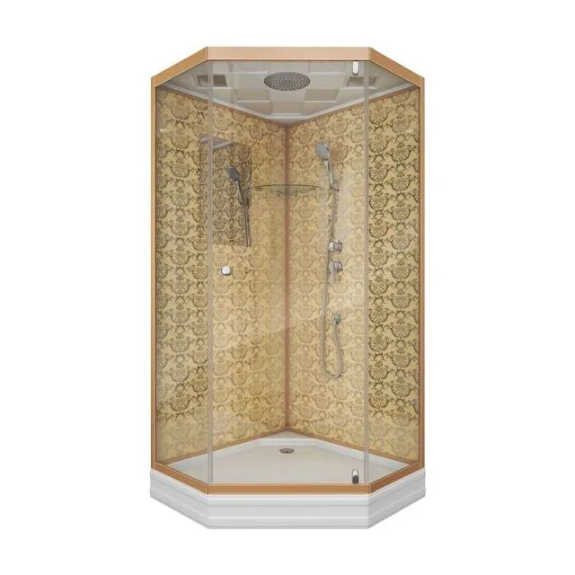 Душевая кабина Niagara Luxe NG-7701DG (90x90х210) низкий поддон(15см),дверь распашная,стенки золото