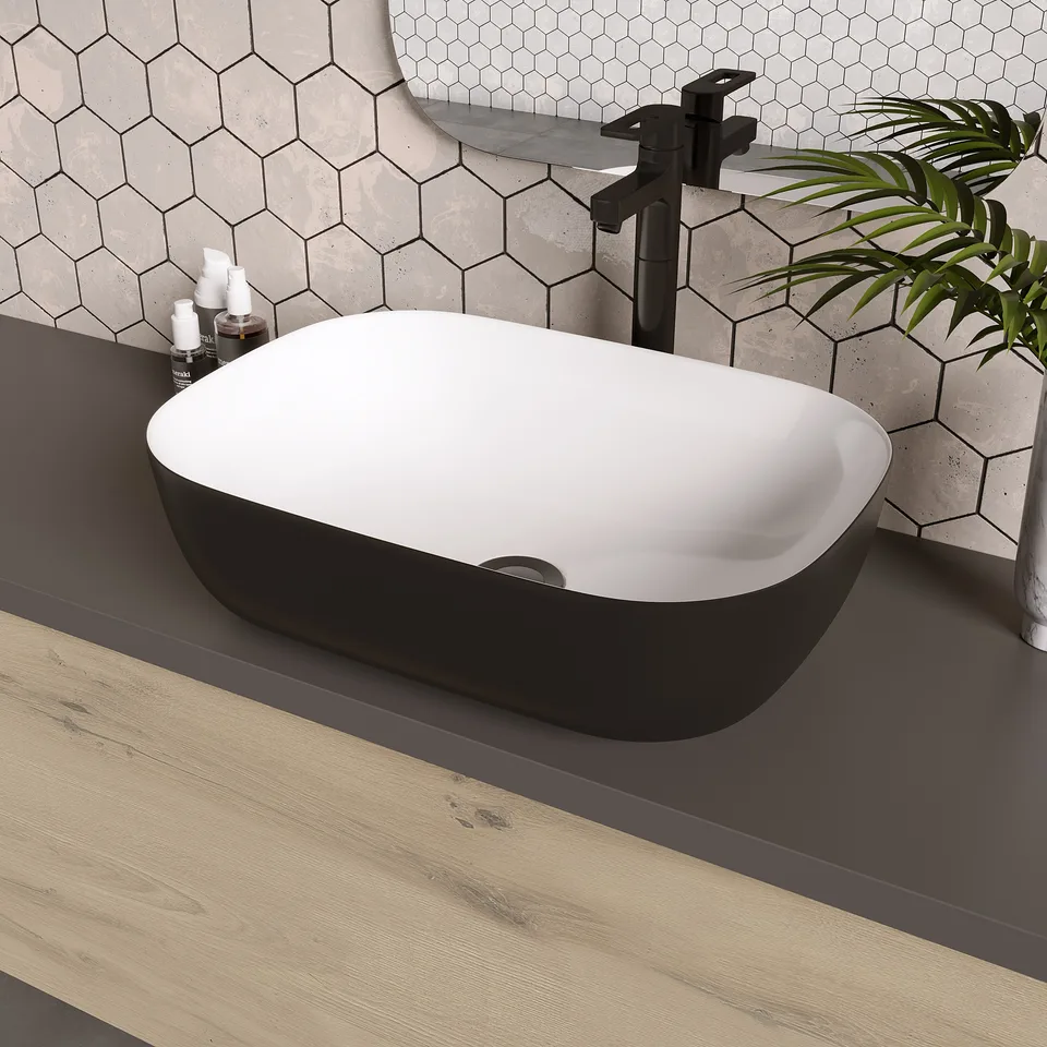 Раковина Grossman GR-4041BW (460х320х140) черная,белая внутри,1 место