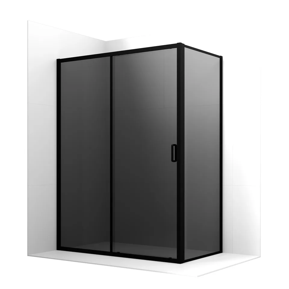 Душевое ограждение Ambassador Forsa 17022219ABB-90ABB (130х90х200) прямоугольник,черный,стекло тонированное,раздвижная,2 места