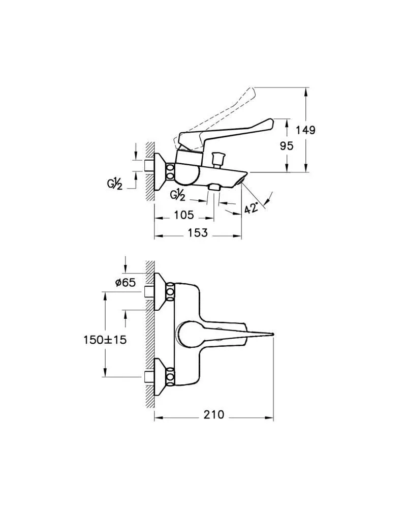 Смеситель Vitra AquaMed Solid S A42485EXP для ванны и душа хром