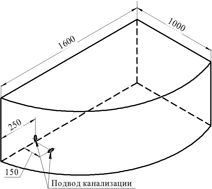 Чаша ванны Модерна 160х100 левая