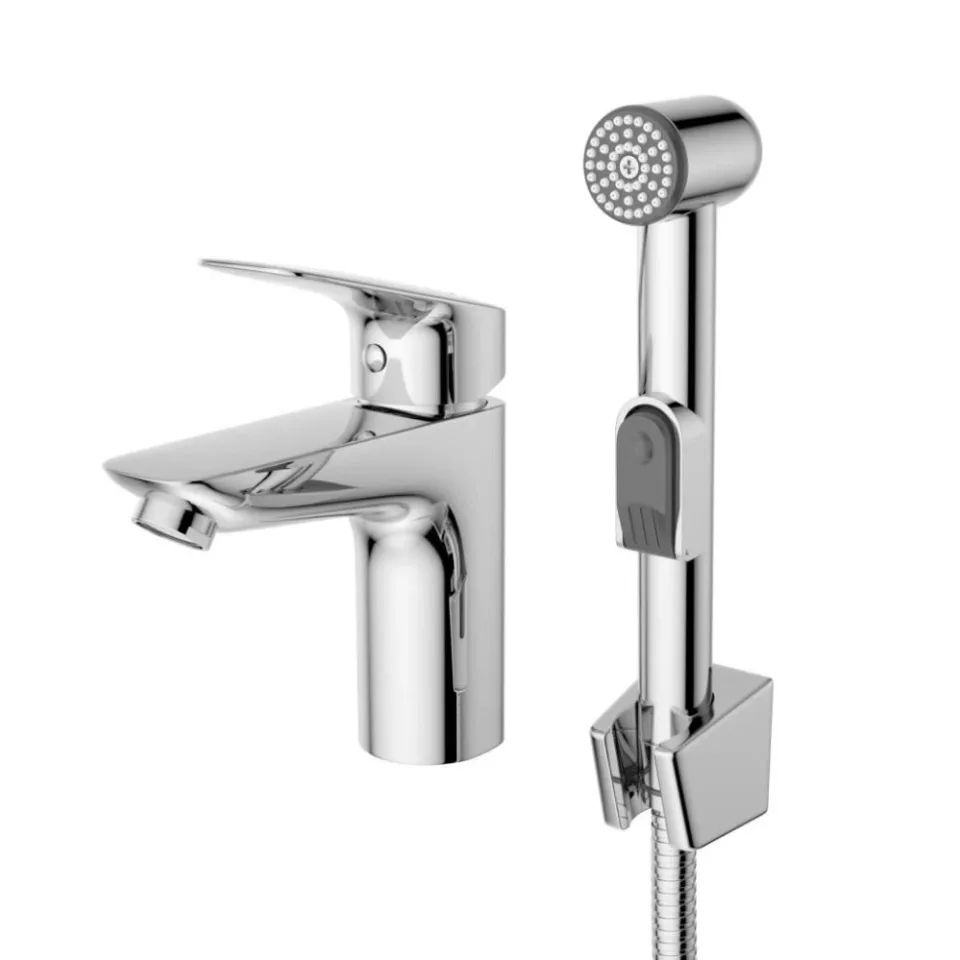 Смеситель BelBagno DUE-LVM/HGN-CRM-W0 для раковины с гигиеническим душем хром