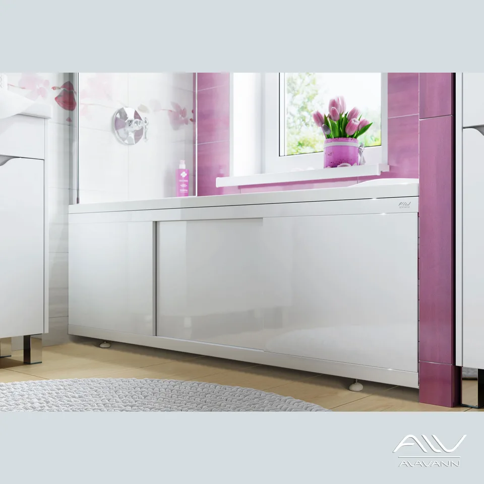 Экран под ванну фронтальный Alavann Crystal 160 см МД-4500-1600-00 раздвижной МДФ белый