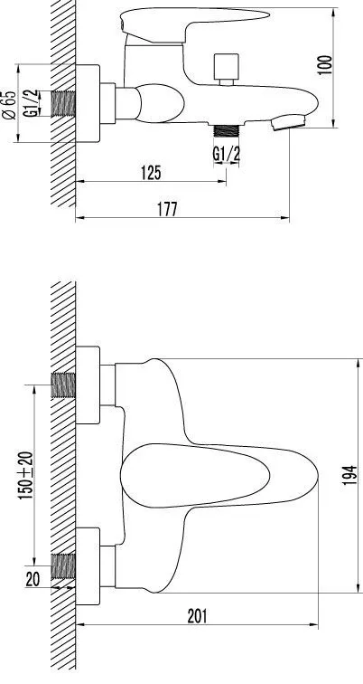 Смеситель Lemark Status для ванны и душа LM4402C