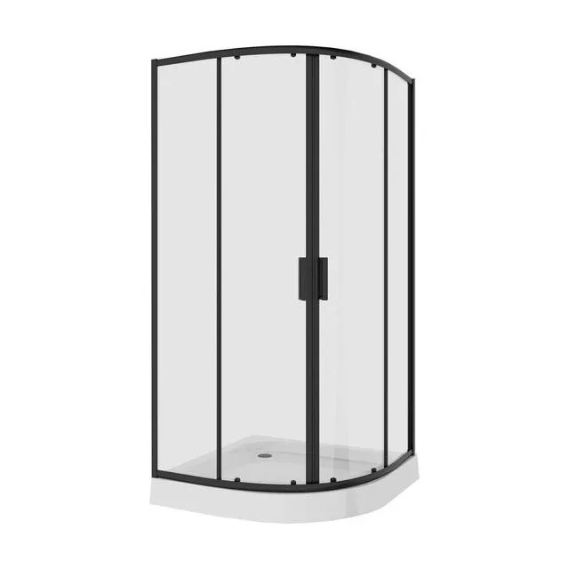 Душевое ограждение Niagara Nova NG-6807-08ВLACK (100х100х190) Угловая,черный,двери раздвижные,стекло прозрачное