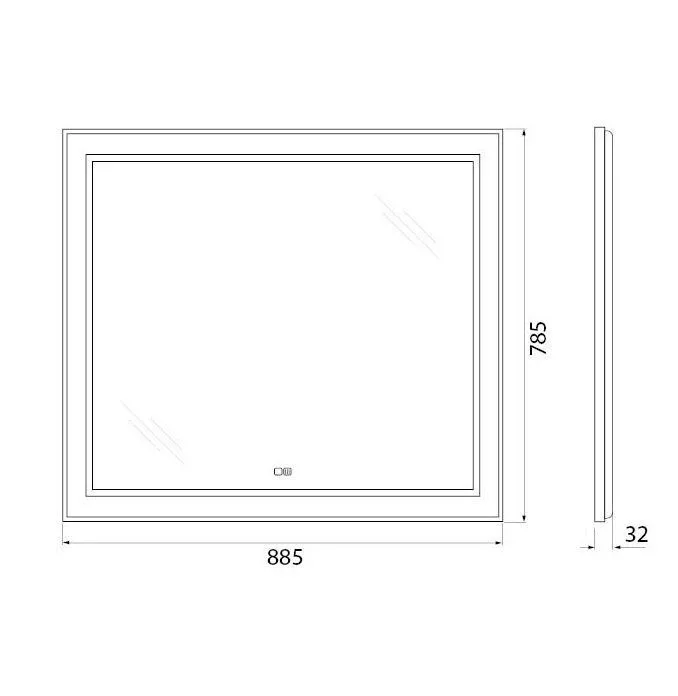 Зеркало BelBagno SPC-KRAFT-885-785-TCH-WARM 88,5*78,5 с Led-подсветкой сенсорный выключатель подогрев
