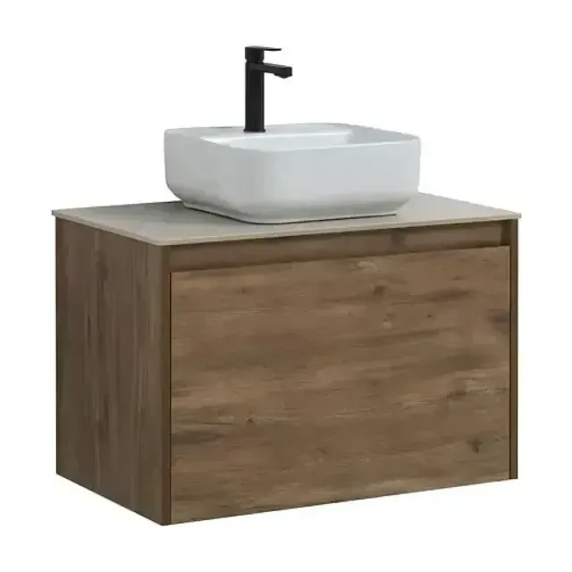 Тумба с раковиной Aquanet Nova Lite 75 дуб рустикальный (1 ящик) (раковина City-2)