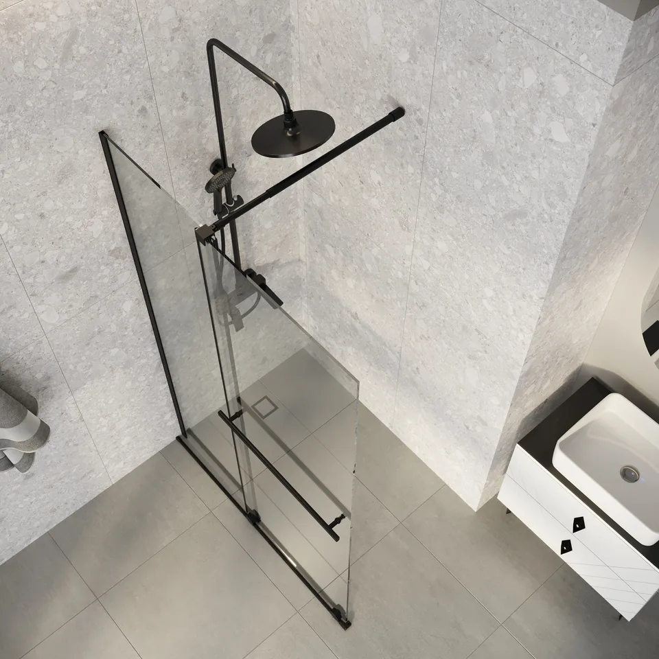 Душевая перегородка Niagara Nova NG-671-12BLACK (120х200) черный матовый,раздвижная,стекло прозрачное,1 место
