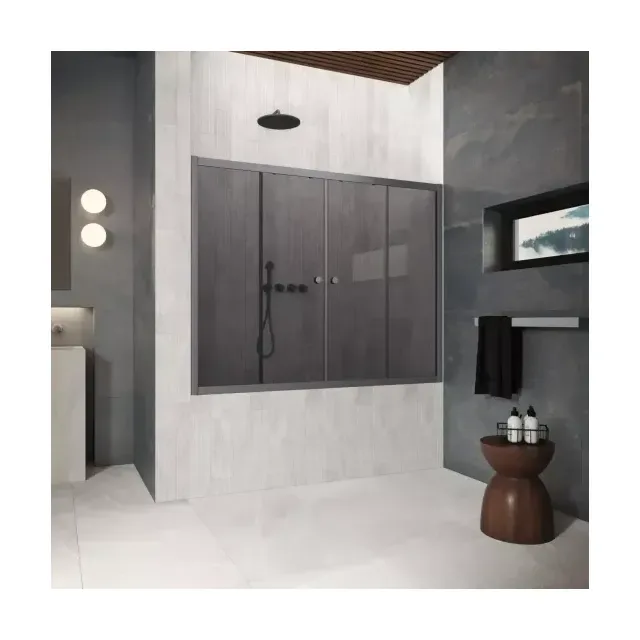 Шторка на ванную Z2V Protec 155 06 07, профиль GunMetal, стекло графит