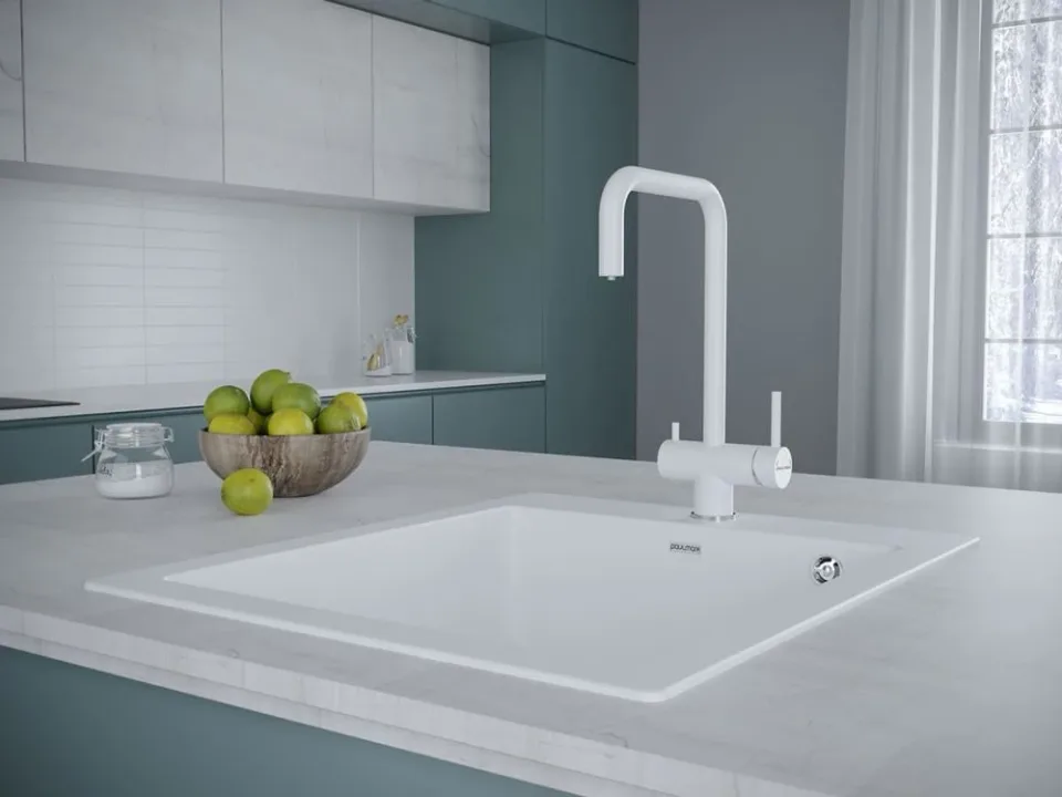 Смеситель Paulmark Wetter We213030-431 для кухни с функцией подключения фильтра белый матовый