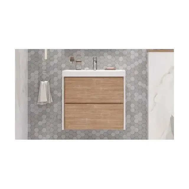 Тумба с раковиной Velvex Gesso 70 дуб сонома/белый подвесная