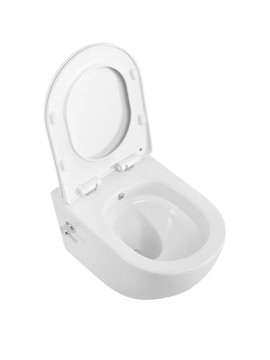 Унитаз подвесной с сиденьем, функцией биде и смесителем BelBagno MARINO BB7026CH-TOR-BS/SC