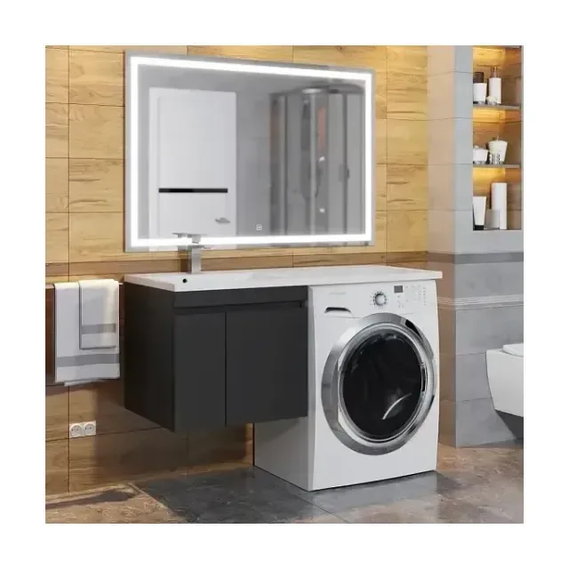 Комплект мебели Uperwood Magenta 120 под стиральную машину подвесной, черный, с дверцами L