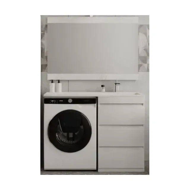 Комплект мебели Style Line Даллас 110 R Люкс напольный белый 3 ящика под стиральную машину