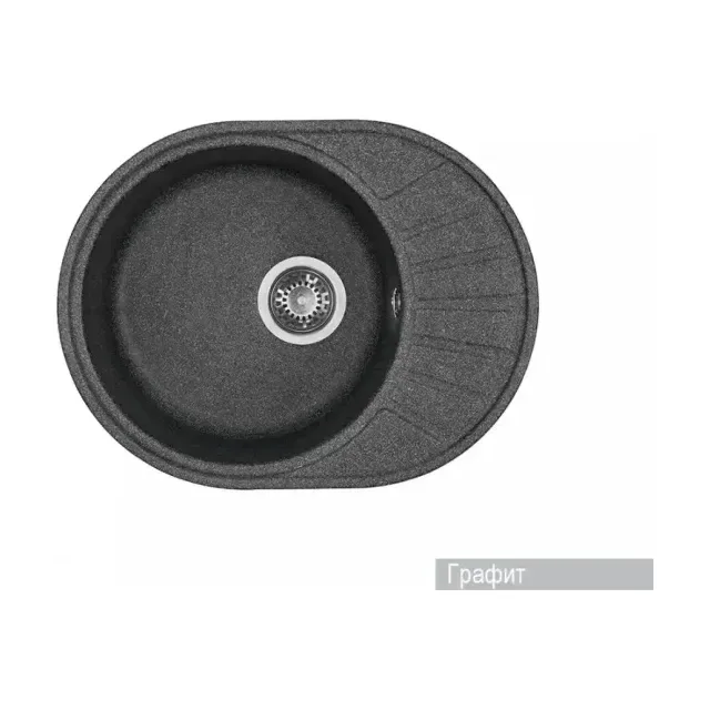 Мойка для кухни AQUATON Чезана круглая с крылом графит 1A711232CS210
