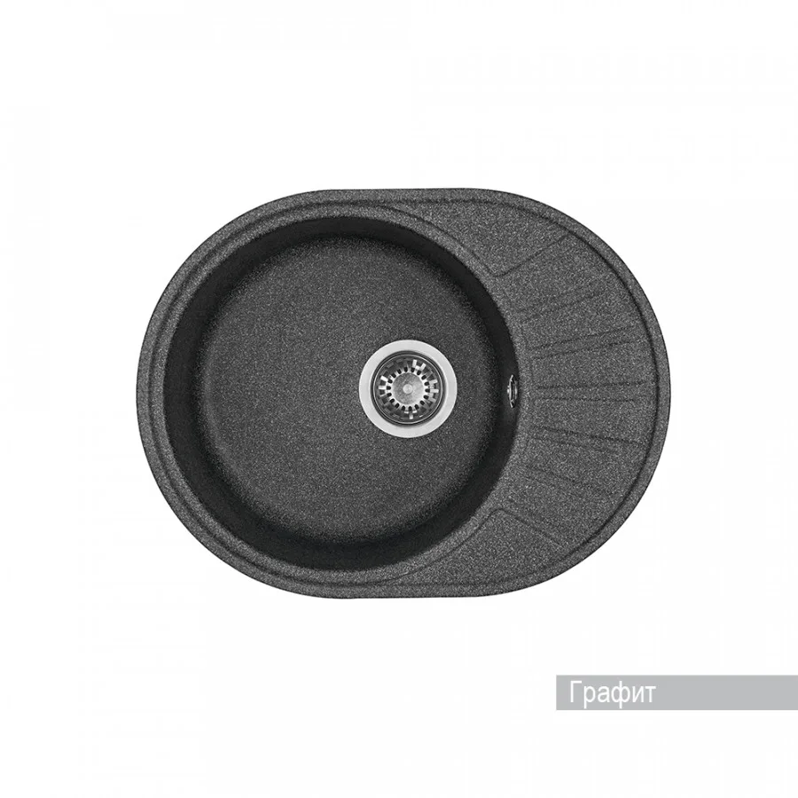 Мойка для кухни AQUATON Чезана круглая с крылом графит 1A711232CS210