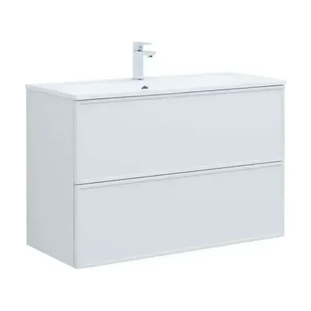 Тумба с раковиной Aquanet Арт 100 белый матовый Soft Touch (тактильный матовый), раковина Арт 100