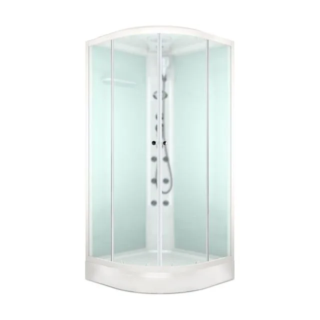 Душевая кабина Domani-Spa Delight Slim 110 (100х100 см) — белые стенки, сатин-матированные стекла, блок управления, вертикальный гидромассаж, белый профиль
