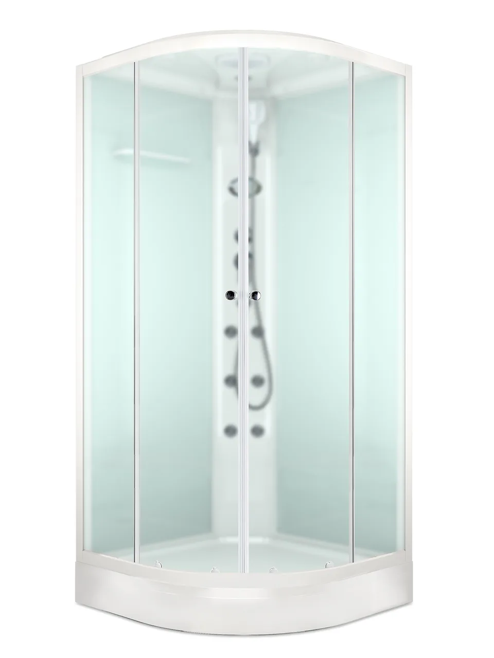 Душевая кабина Domani-Spa Delight Slim 110 (100х100 см) — белые стенки, сатин-матированные стекла, блок управления, вертикальный гидромассаж, белый профиль