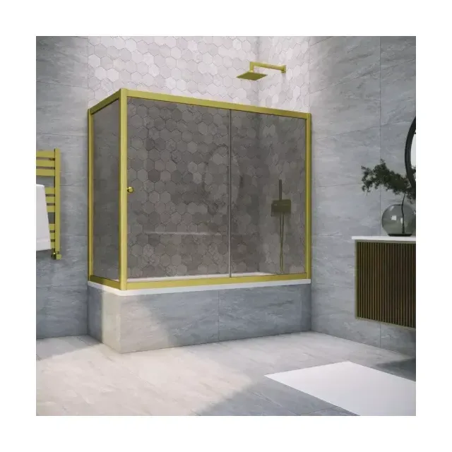 Шторка на ванную ZV+ZVF NOVO 180*80 03 07, профиль золото матовое, стекло графит