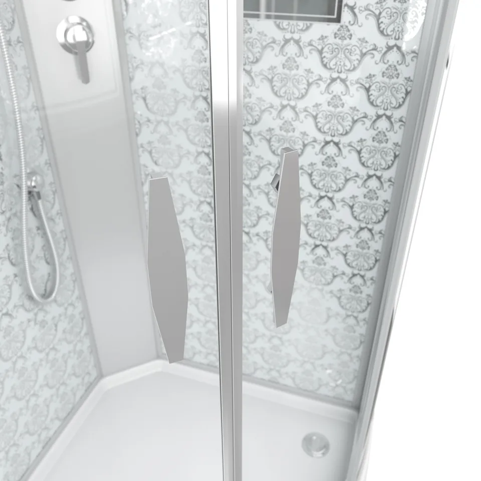 Душевая кабина Niagara Luxe NG-7715WBK (90x90х210) низкий поддон(15см),дверь раздвижная,стенки серебро,без крыши,4 места
