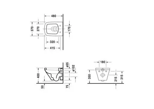 Подвесной унитаз Duravit Durastyle 37*48 2539090000