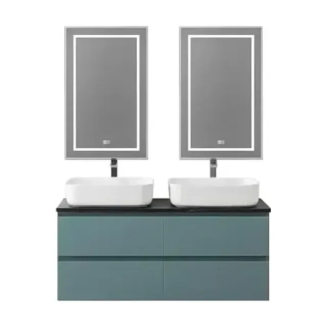 Комплект мебели BelBagno Крафт (Kraft) 120 с четырьмя ящиками голубой матовый (столешница черный матовый мрамор)