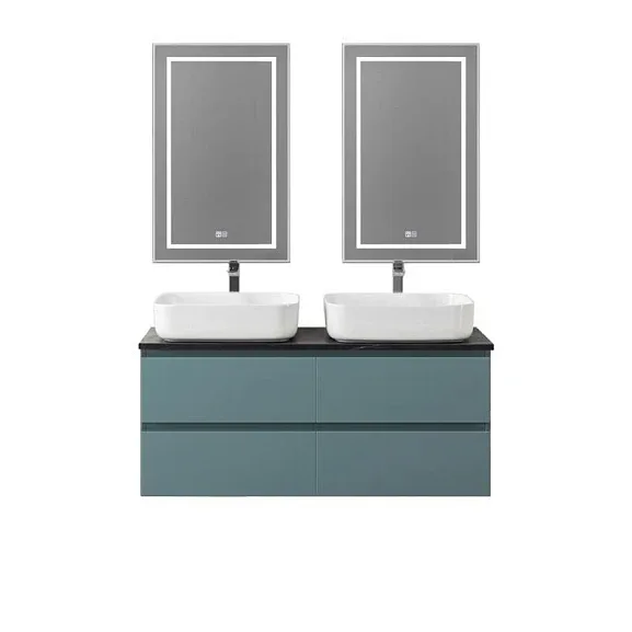 Комплект мебели BelBagno Крафт (Kraft) 120 с четырьмя ящиками голубой матовый (столешница черный матовый мрамор)