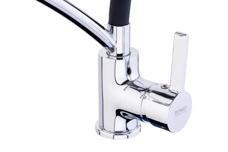 Смеситель Rusant RK569714-0 для кухни с гибким изливом хром/черный
