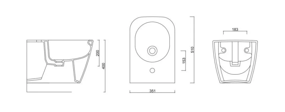 Подвесное биде Gural Vit Nova NO02BDE00 35,1*51