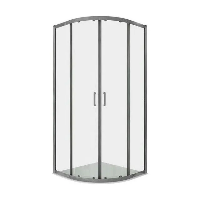 Душевой уголок 1/4 круга, двери раздвижные, 200x90x90 см, профиль оружейная сталь, Aquatek AQ.KV.090.1GM, стекло прозрачное, закаленное