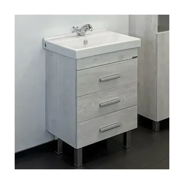 Тумба с раковиной Comforty Никосия 60Н дуб белый (раковина Фест 60)