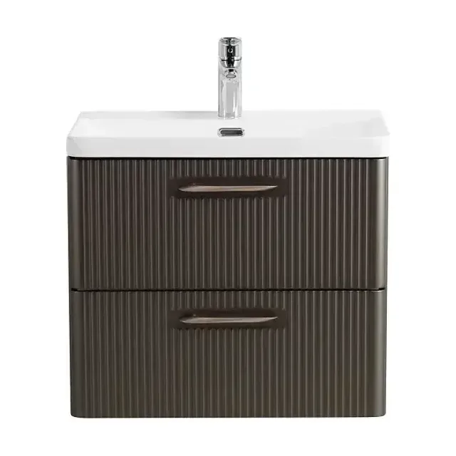 Тумба с раковиной BelBagno Дуэ (Due) 60 оружейная сталь,ручки сатиновый никель