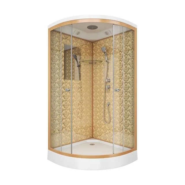 Душевая кабина Niagara Luxe NG-7701G (90x90х210) низкий поддон(15см),дверь раздвижная,стенки золото
