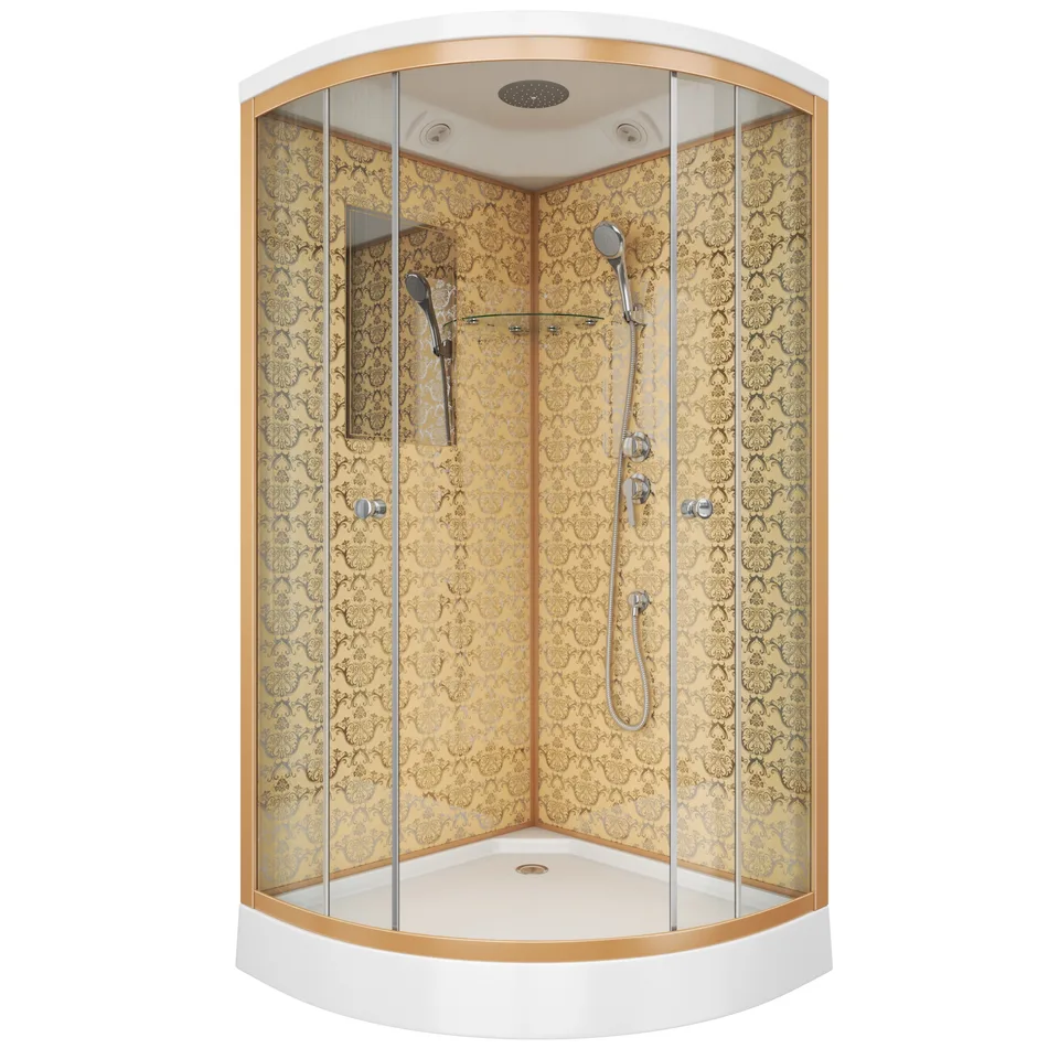 Душевая кабина Niagara Luxe NG-7701G (90x90х210) низкий поддон(15см),дверь раздвижная,стенки золото,3 места