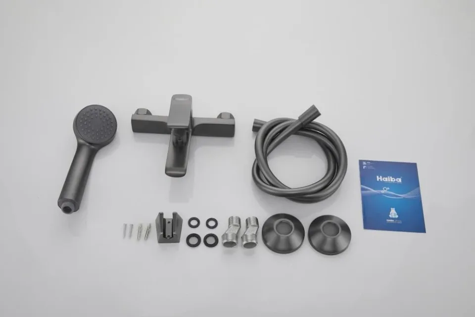Смеситель Haiba HB60792-3 для ванны и душа оружейная сталь