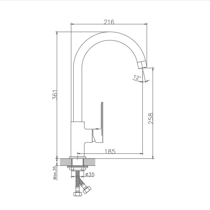 Смеситель Haiba HB70590-7 для кухни черный матовый