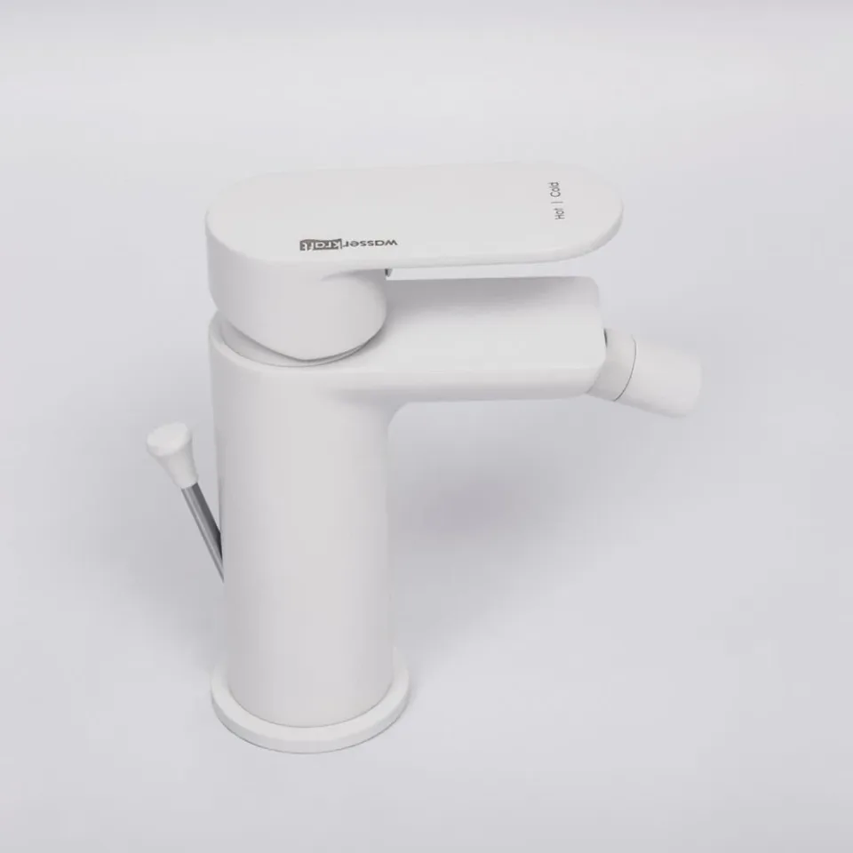 Смеситель WasserKRAFT Mindel 8506 для биде с донным клапаном, белый Soft-touch