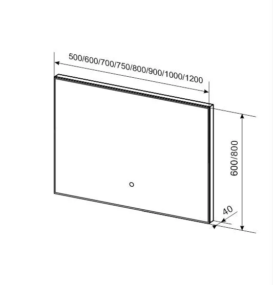 Зеркало SanVit Панорама black 60*60 с Led подсветкой, сенсорный выключатель