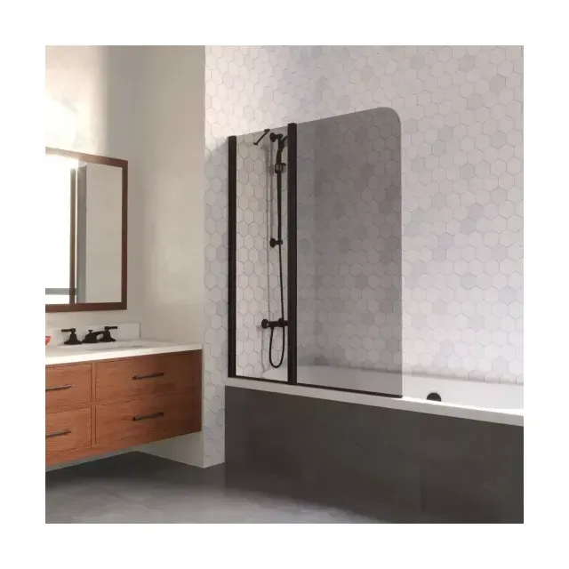 Шторка на ванную E2V LUX ST 125 02М 07 L, профиль черный матовый, стекло графит