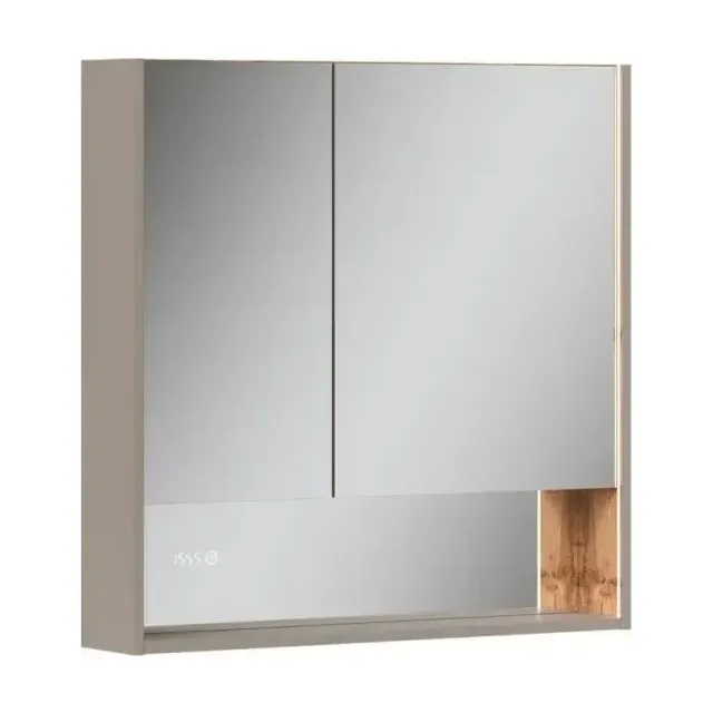 Зеркало-шкаф Equil Глеам/Gleam 80.2D-25 с подсветкой, амарок, дуб вотан