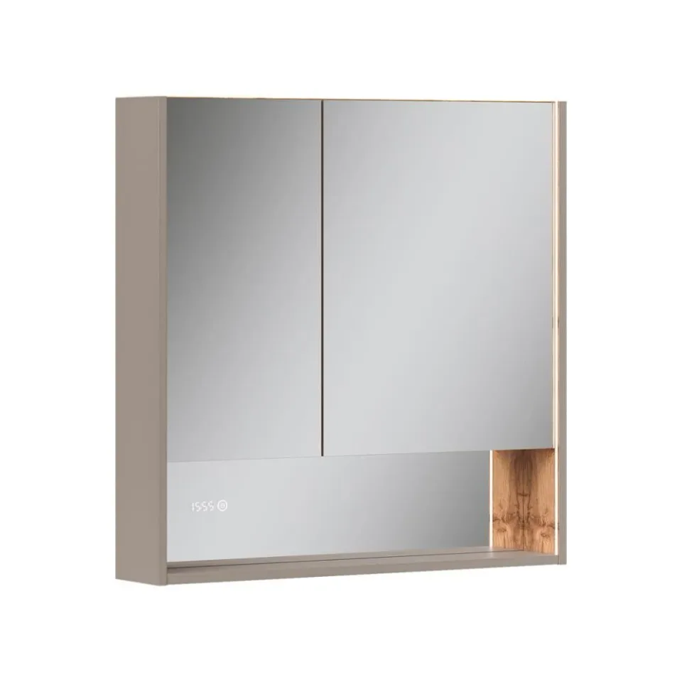 Зеркало-шкаф Equil Глеам/Gleam 80.2D-25 с подсветкой, амарок, дуб вотан