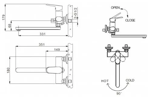 Смеситель Bravat Pure F6105161C-01A универсальный