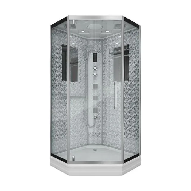 Душевая кабина Niagara Luxe NG-7717W (100x100х215) низкий поддон(15см),дверь распашная,стенки серебро