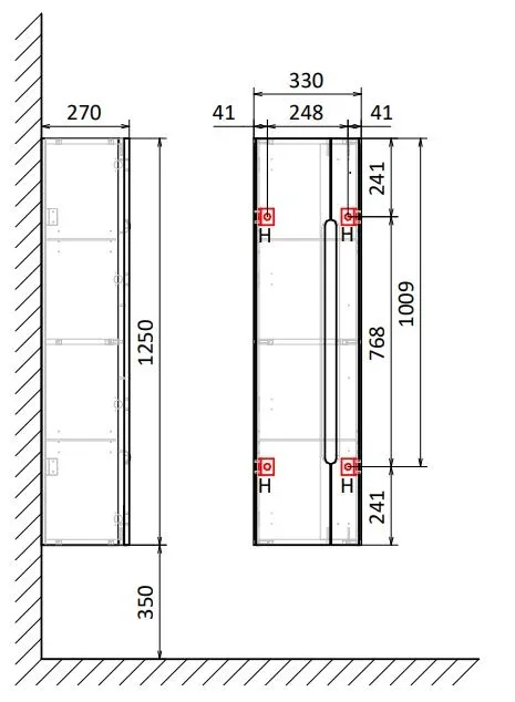 Пенал Aquanika Light 33*125 белый