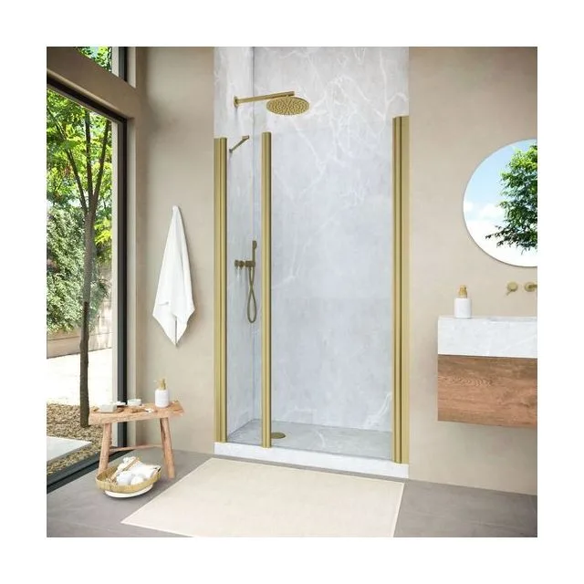 Душевая дверь Vegas-Glass EP-F-1 NOVO 155×200 см, золото матовое, стекло прозрачное