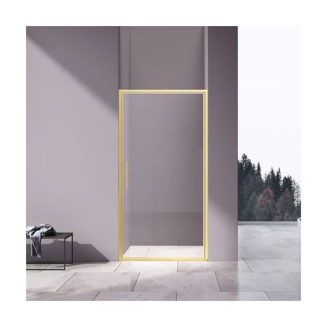 Душевая дверь Vincea Слим 8мм (Slim 8mm) VDP-4SL900CLG 90х195 стекло прозрачное 8 мм профиль брашированное золото