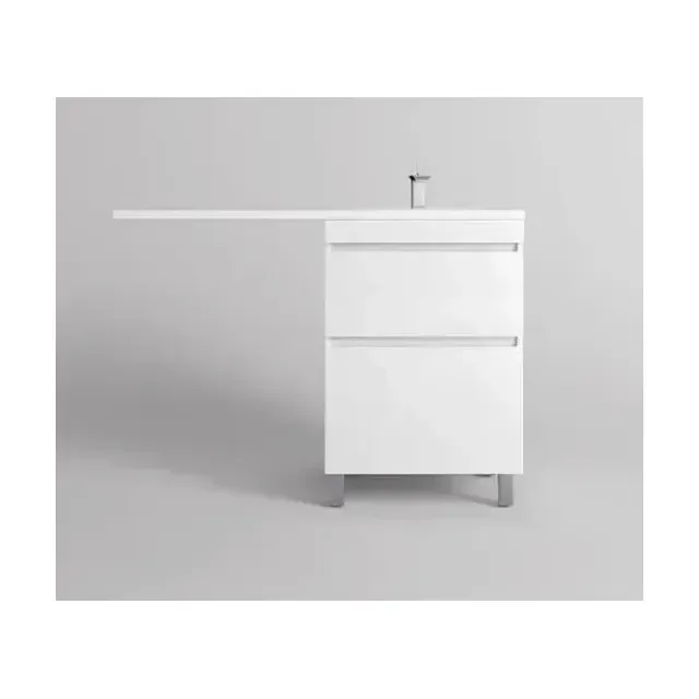 Тумба с раковиной Style Line Даллас Леон 120 R напольная 2 ящика белый глянец под стиральную машину