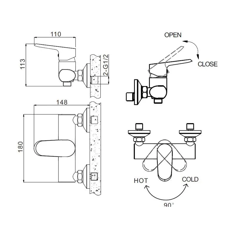 Смеситель Bravat Pure F9105161C-01 для душа