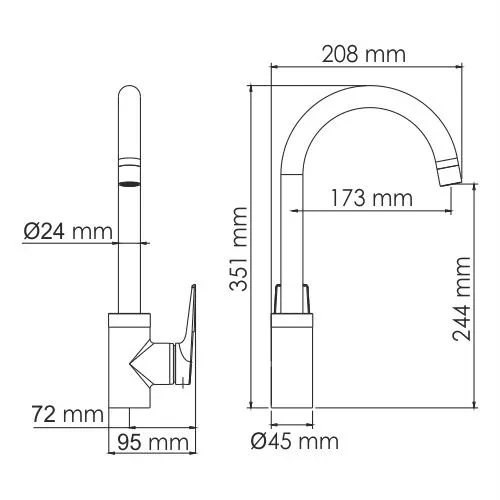 Смеситель WasserKRAFT Wiese 8407 для кухни оружейная сталь